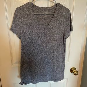 Gray v-neck tee with pocket